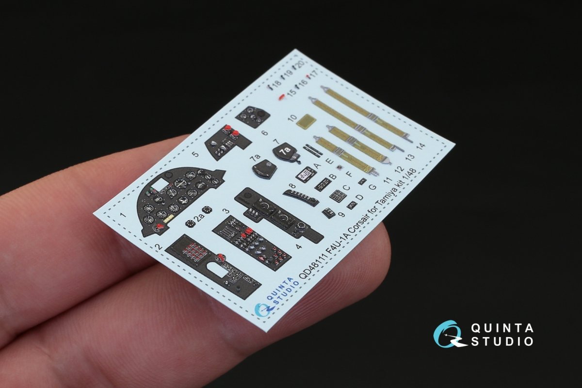Quinta Studio QD48111 F4U-1A Corsair 3D-Printed &amp;amp; coloured Interior on decal paper (for Tamiya kit) 1/48 – imagen 2