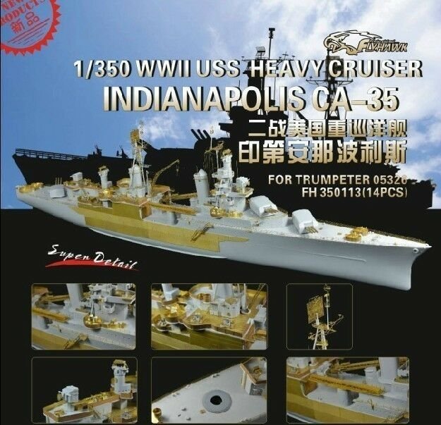 Flyhawk FH350113 Pièces de super détail pour le croiseur lourd USS Indianapolis CA-35 de la Seconde Guerre mondiale (pour Trumpeter 05326) 1/350 – image 2