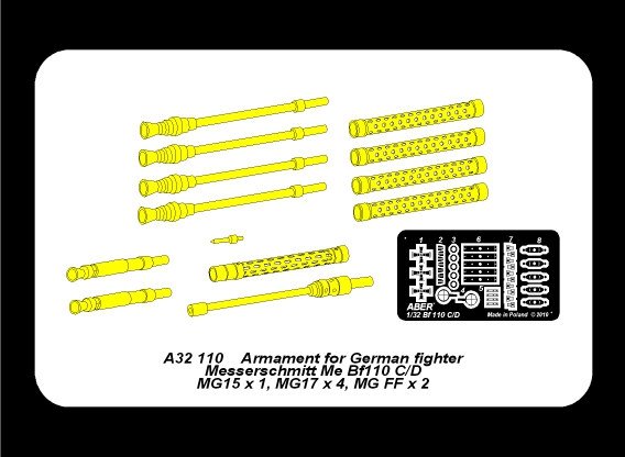 Aber A32110 Armament for German fighter Me 110 C/D 1/32 – imagen 5