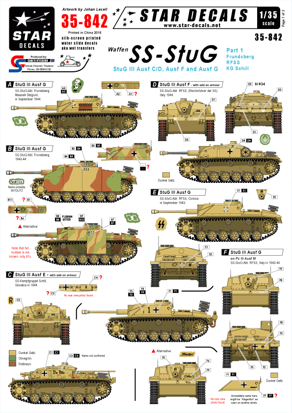 Star Decals 35-842 Waffen-SS StuG #1 1/35