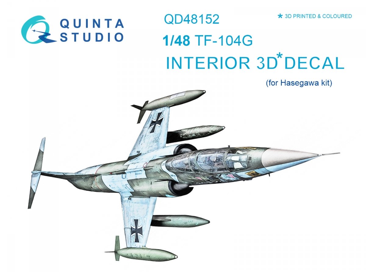 Quinta Studio QD48152 TF-104G 3D-Printed &amp;amp; coloured Interior on decal paper (for Hasegawa kit) 1/48