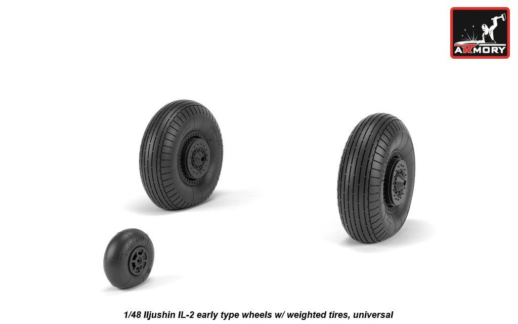 Armory Models AW48034 Iljushin IL-2 Bark early type wheels w/ weighted tires 1/48 – imagen 4