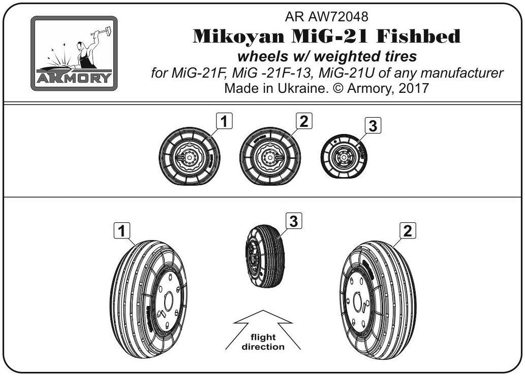 Armory Models AW72048 Mikoyan MiG-21 Fishbed wheels w/ weighted tires, early 1/72 – imagen 6