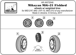 Armory Models AW72048 Mikoyan MiG-21 Fishbed wheels w/ weighted tires, early 1/72 – imagen 6