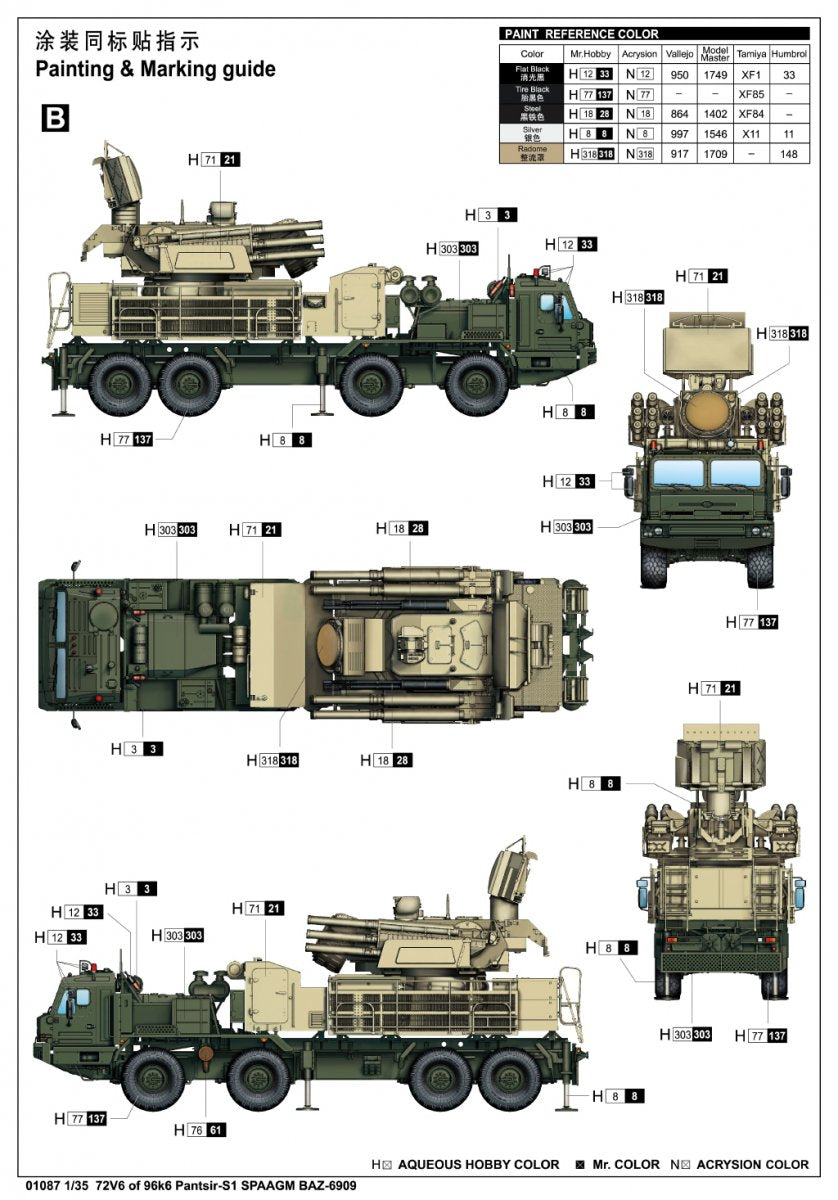 Trumpeter 01087 72V6 of 96k6 Pantsir-S1 SPAAGM BAZ-6909 1/35 – immagine 6