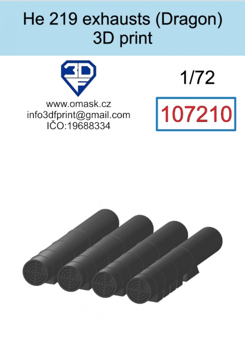Omask 107210 Échappements He 219 (Dragon) Impression 3D 1/72