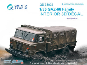 Quinta Studio QD35002 GAZ-66 Family 3D-Printed &amp;amp; coloured Interior on decal paper (for Trumpeter kits) 1/35