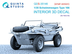 Quinta Studio QDS-35146 Schwimmwagen Type 166 3D-Printed &amp;amp; colored Interior on decal paper (Hero) (Small version) 1/35