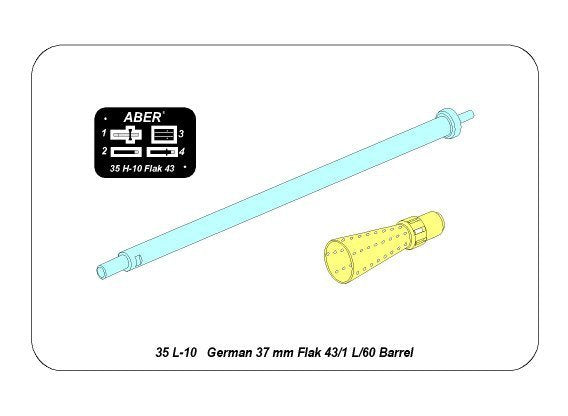 Aber 35L-010N German 37mm Flak 43/1 L/60 Barrel 1/35 – immagine 7