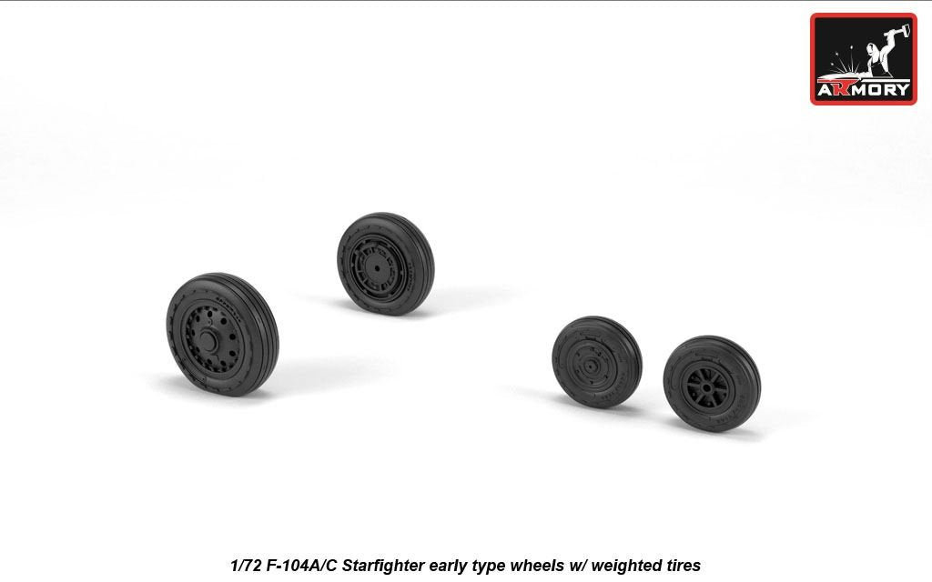 Armory Models AW72320 F-104A/C Starfighter wheels, w/ optional nose wheels, weighted 1/72 – imagen 2