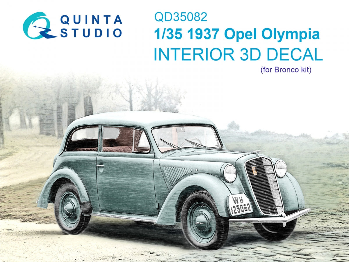 Quinta Studio QD35082 1937 Opel Olympia 3D-Printed &amp;amp; coloured Interior on decal paper (Bronco) 1/35