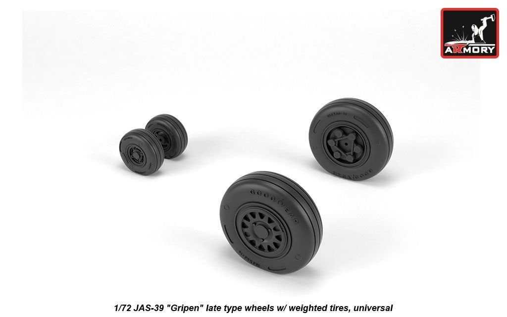 Armory Models AW72504 JAS-39 Gripen wheels w/ weighted tires, late 1/72 – immagine 2