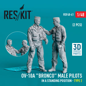 RESKIT RSF48-0041 OV-10A &amp;quot;Bronco&amp;quot; male pilots (in a standing position - type 2) (2 pcs) (3D Printed) 1/48