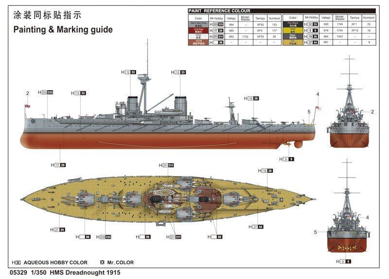 Trumpeter 05329 HMS Dreadnought 1915 1/350 – immagine 2