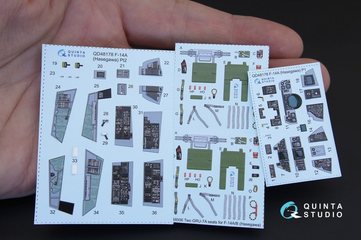 Quinta Studio QD48178 F-14A 3D-Printed &amp;amp; colored Interior on decal paper (for Hasegawa kit) 1/48 – image 9