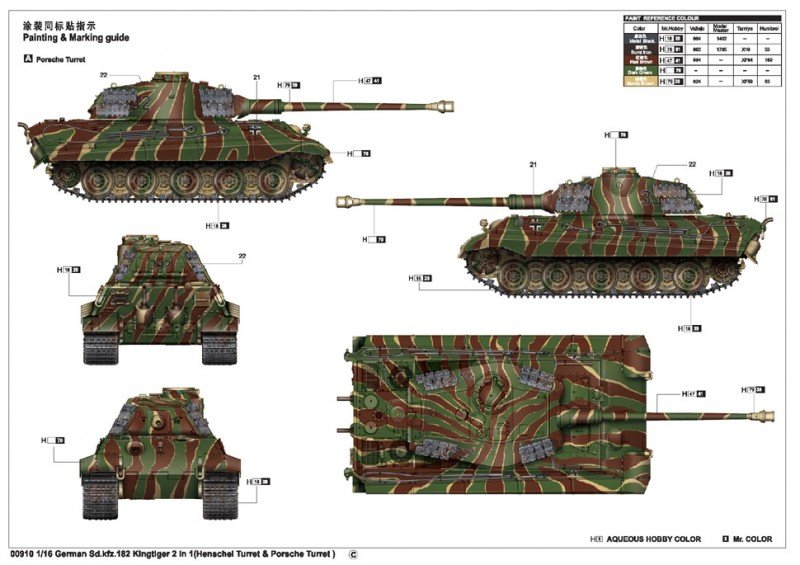 Trumpeter 00910 German Kingtiger 2in1 (Henschel Turret Porsche Turret) 1/16 – Bild 3