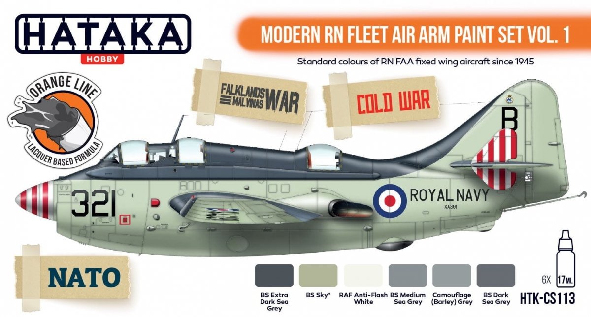 Hataka HTK-CS113 Modern RN Fleet Air Arm Paint Set Vol. 1 (6x17ml)