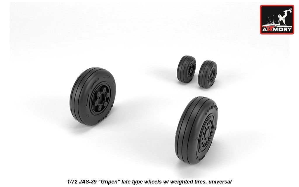 Armory Models AW72504 JAS-39 Gripen wheels w/ weighted tires, late 1/72 – immagine 4