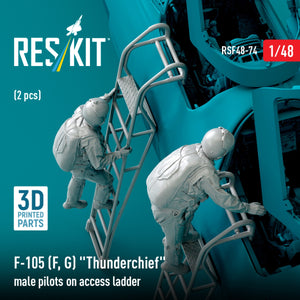 RESKIT RSF48-0074 F-105 (F, G) &amp;quot;Thunderchief&amp;quot; male pilots on access ladder (2 pcs) (3D Printed) 1/48 – immagine 3