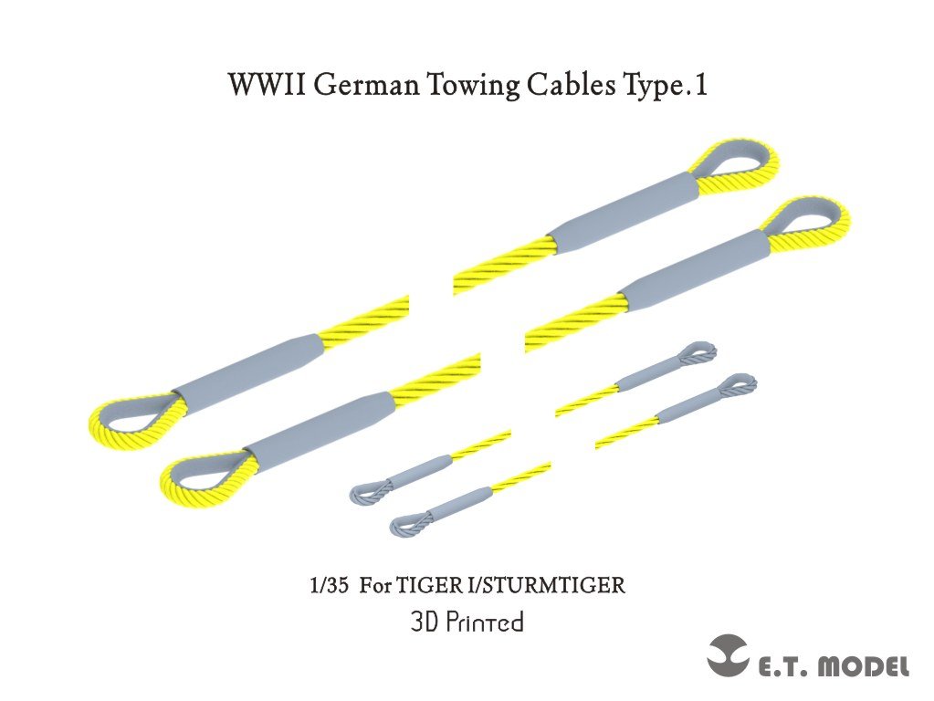 ET Model P35-237 Câbles de remorquage allemands de la Seconde Guerre mondiale, type 1 (impression 3D), échelle 1/35