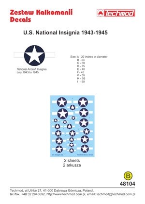 Techmod 48104 - Insignes nationaux américains 1943-1945 (1/48) – image 2