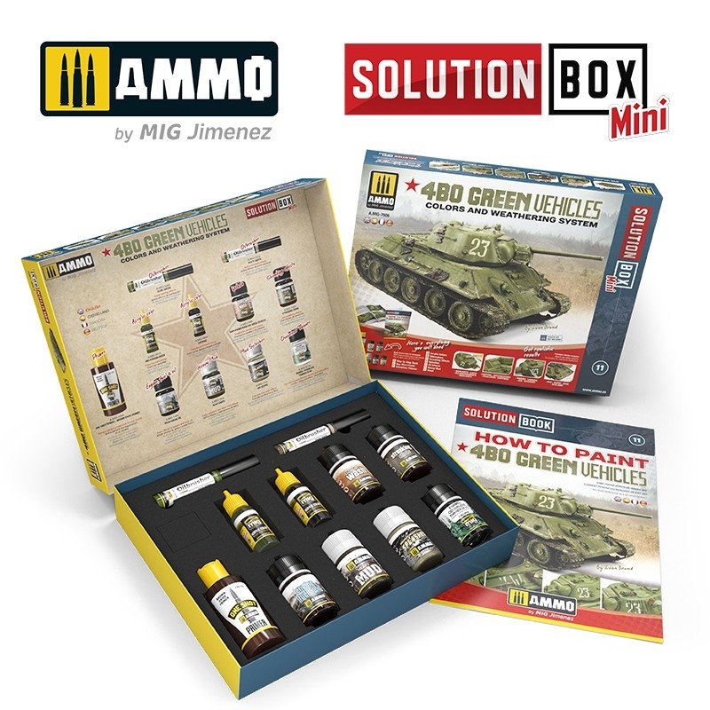 AMMO of Mig Jimenez 7900 Solution Box MINI - 4BO Green Vehicles – image 2