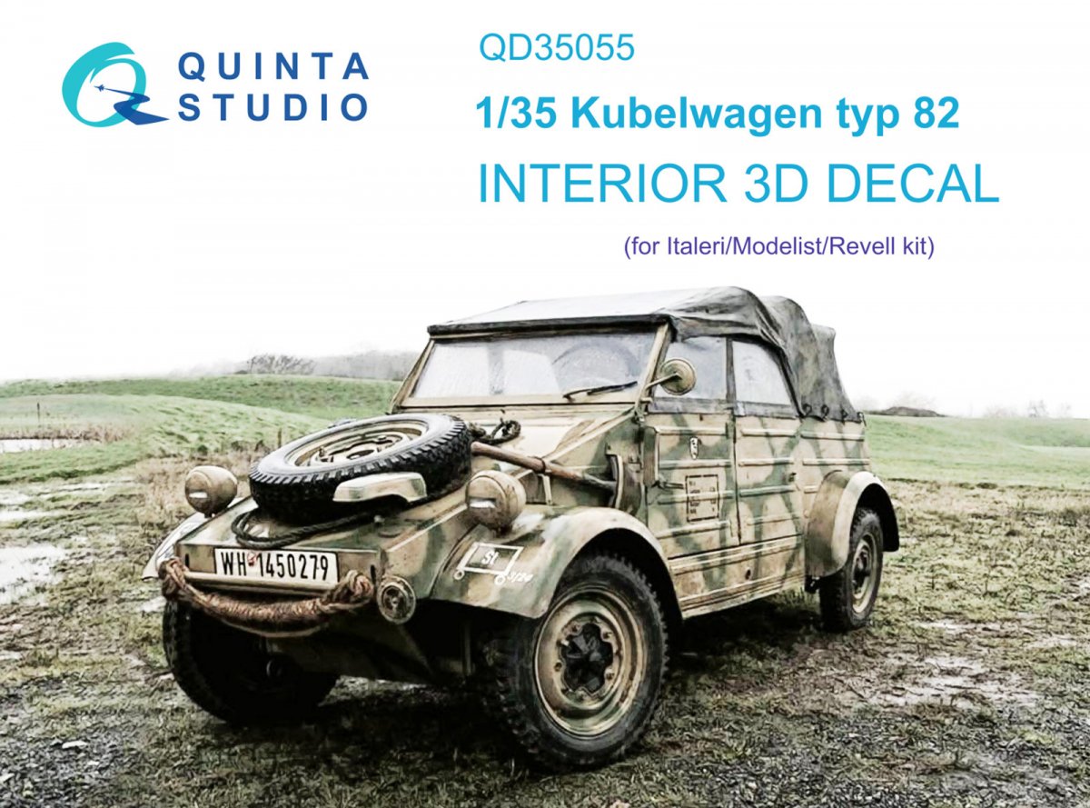 Quinta Studio QD35055 Kubelwagen typ 82 3D-Printed &amp;amp; coloured Interior on decal paper ( Italeri ) 1/35