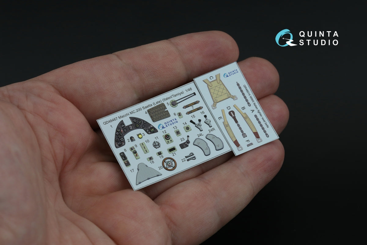 Quinta Studio QD48467 Macchi MC.200 Saetta (Late) 3D-Printed coloured Interior on decal paper (Italeri/Tamiya) 1/48 – imagen 3