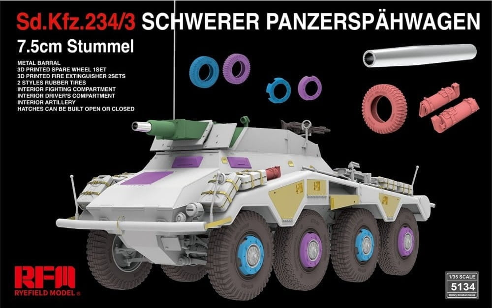 Modèle de champ de seigle 5134 Sd.Kfz. 234/3 Schwerer Panzerspahwagen 7.5cm Stummel 1/35 – image 2