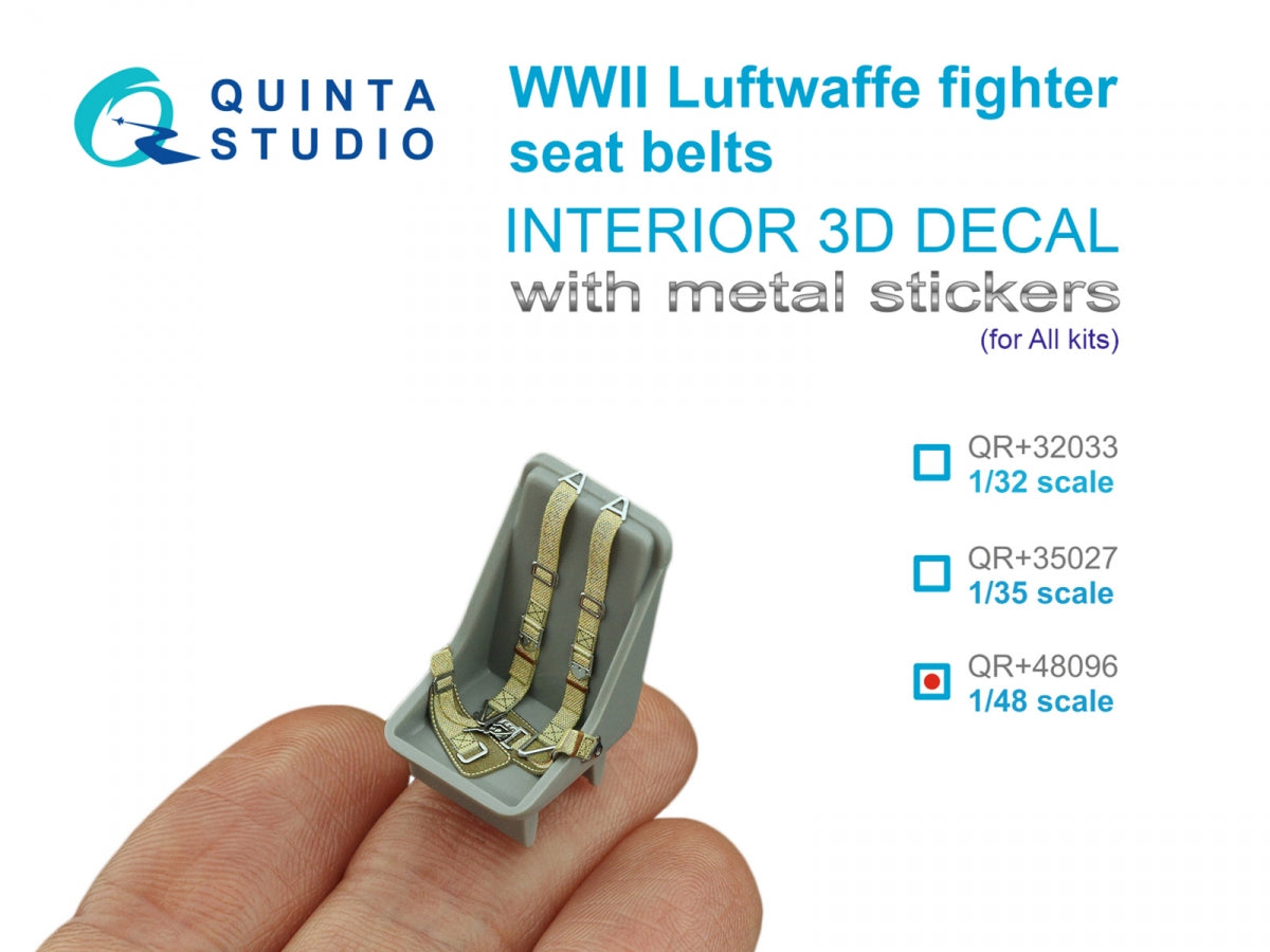 Quinta Studio QR+48096 WWII German fighter seat belts (with metal buckles) (All kits) 1/48