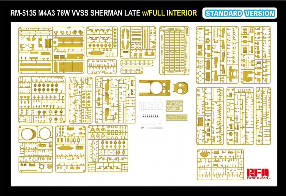 Rye Field Model 5135 M4A3 76W VVSS Sherman Late Standart Version Full Interior 1/35 – imagen 7