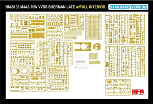 Rye Field Model 5135 M4A3 76W VVSS Sherman Late Standart Version Full Interior 1/35 – imagen 7