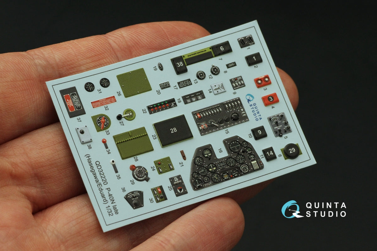 Quinta Studio QD32220 P-40N late 3D-Printed coloured Interior on decal paper (Hasegawa/Eduard) 1/32 – imagen 4
