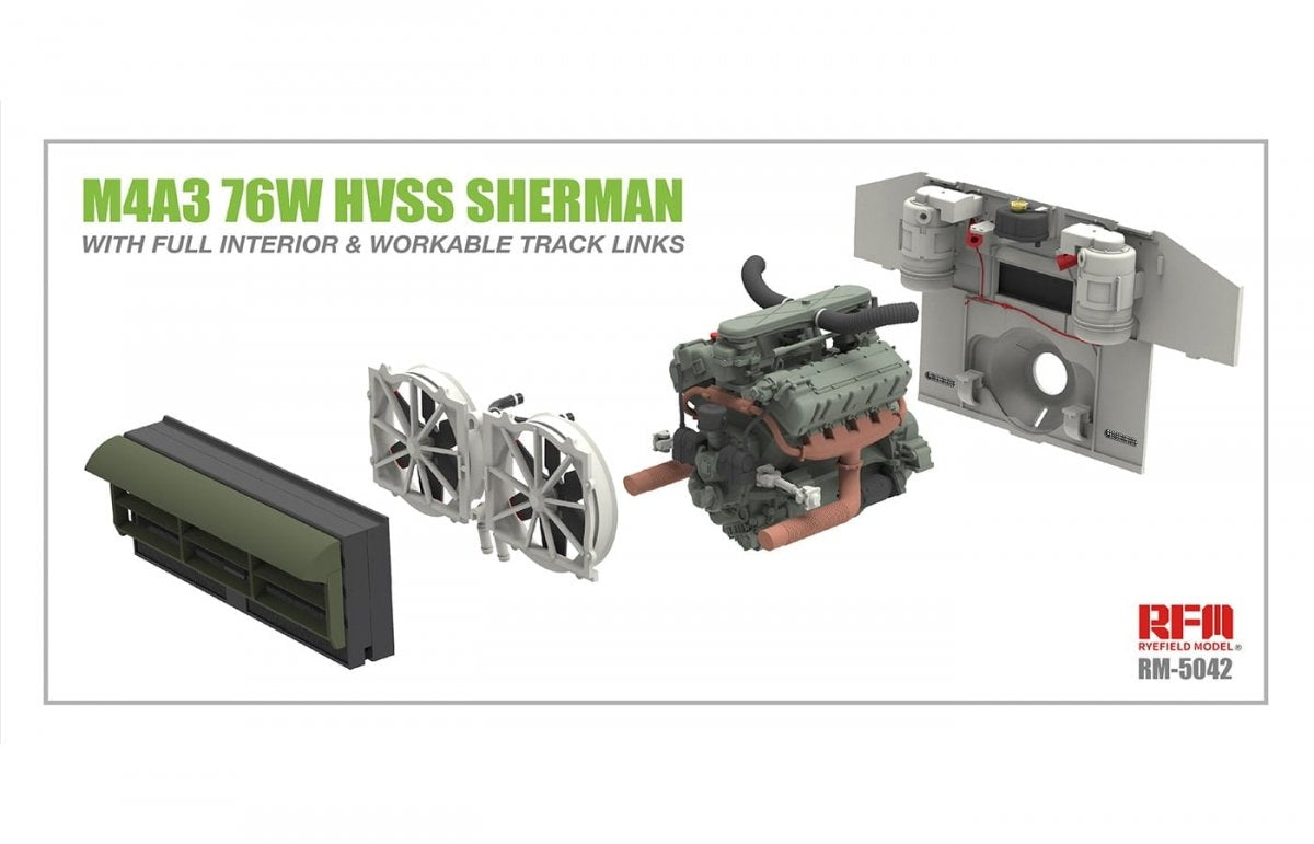 Rye Field Model 5042 M4A3 76W HVSS Sherman With full interior 1/35 – immagine 3