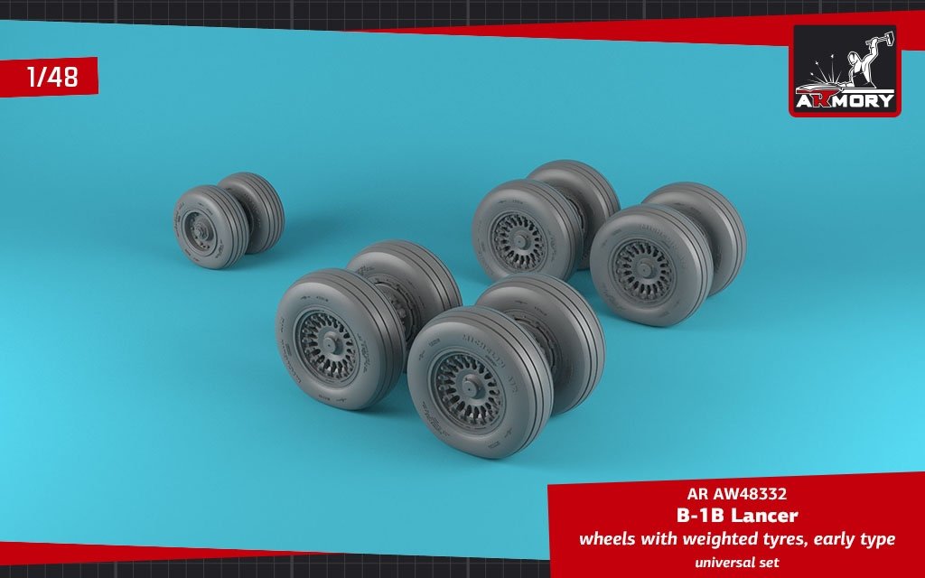 Armory Models AW48332 B-1B Lancer wheels w/ weighted tires, early 1/48 – imagen 4