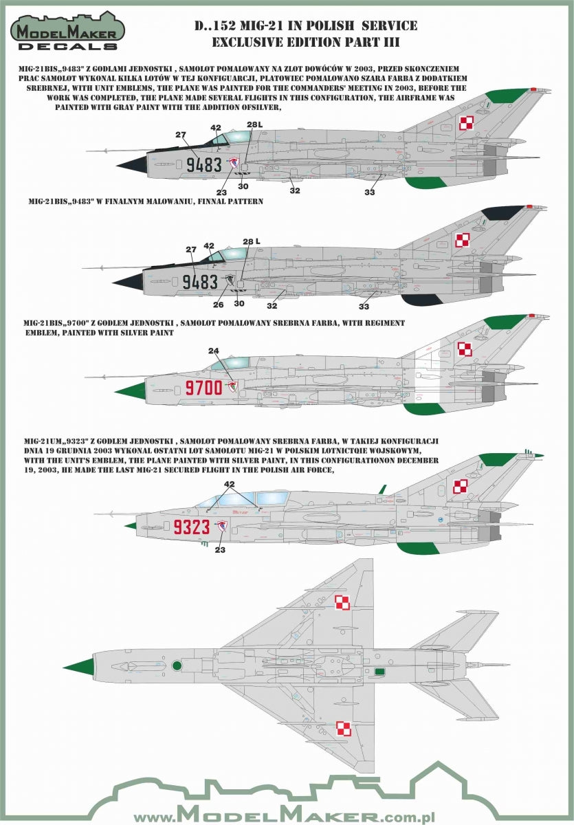 ModelMaker Decals D48152 MiG-21 in Polish service exclusive edition part III 1/48 – imagen 7