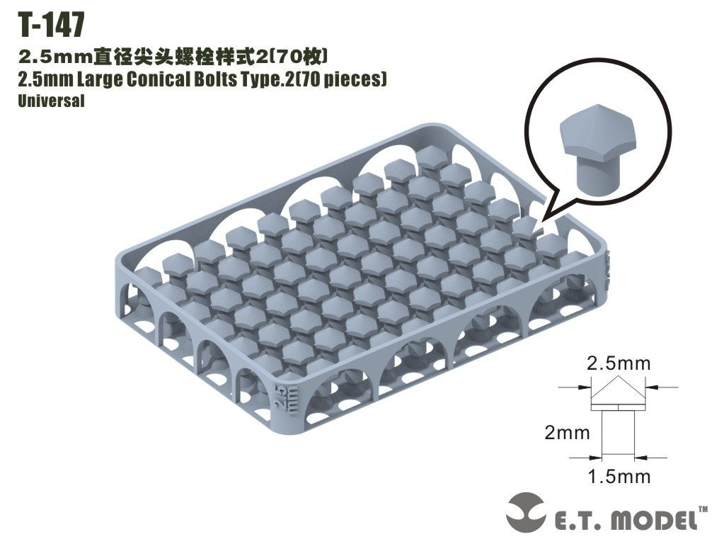 ET Model T-147 2.5mm Large Conical Bolts Type.2 70 pieces