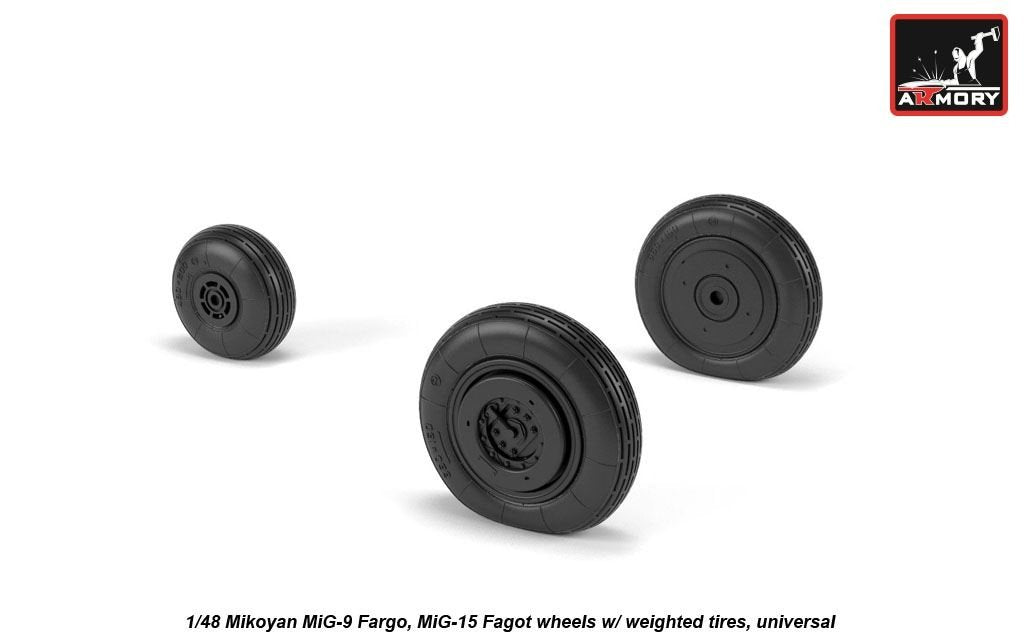 Armory Models AW48032 Mikoyan MiG-9 Fargo / MiG-15 Fagot (early) wheels w/ weighted tires 1/48 – imagen 2