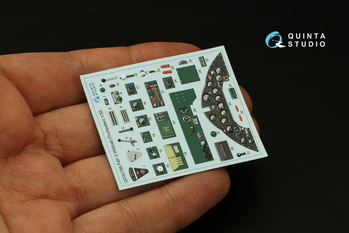 Quinta Studio QD32186 F4F-3 Wildcat 3D-Printed coloured Interior on decal paper (Trumpeter) 1/32 – imagen 3