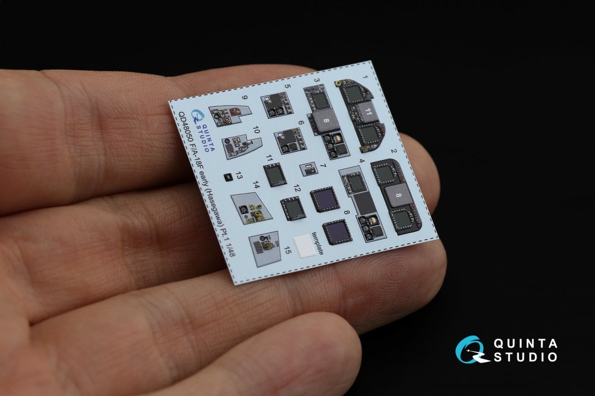 Quinta Studio QD48050 F/A-18F early 3D-Printed &amp;amp; coloured Interior on decal paper (Hasegawa) 1/48 – immagine 4