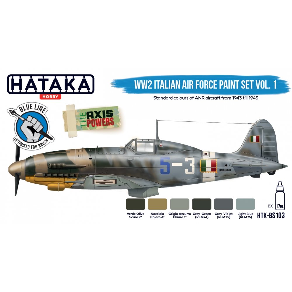 Hataka HTK-BS103 “WW2 Italian Air Force Paint set vol. 1" (6x17ml)