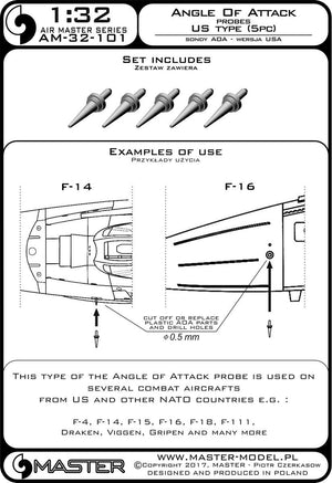 Master AM-32-101 Angle of Attack Probes US Type (5pcs) 1/32 – imagen 3