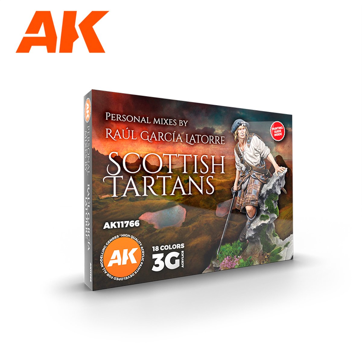 AK Interactive AK11766 SIGNATURE SET – RAÚL GARCÍA LATORRE – SCOTTISH TARTANS PAINT SET 18x17 ml