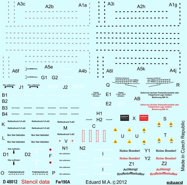 Eduard D48012 Fw 190A stencils 1/48