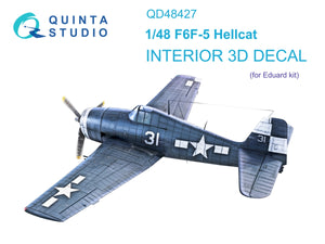 Intérieur coloré imprimé en 3D sur papier décalcomanie Quinta Studio QD48427 F6F-5 Hellcat (Eduard) 1/48