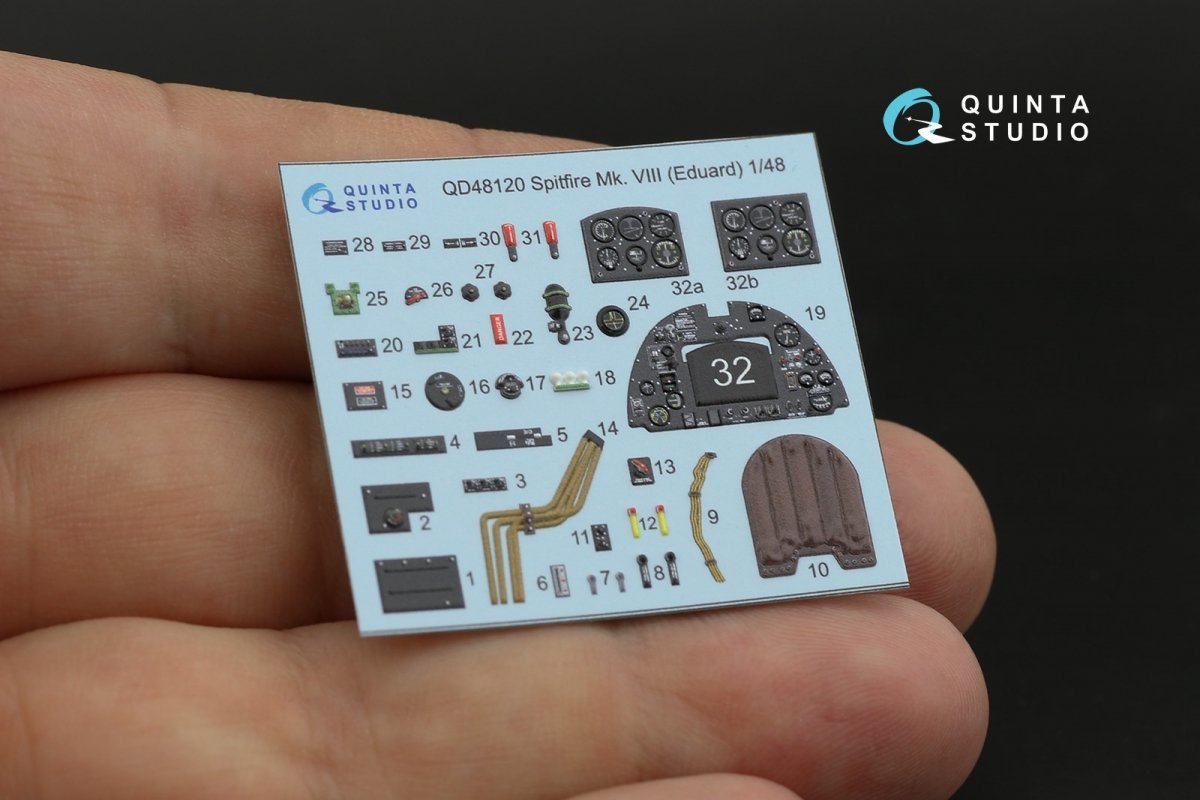 Quinta Studio QD48120 Spitfire Mk.VIII 3D-Printed &amp;amp; coloured Interior on decal paper (Eduard) 1/48 – Bild 6