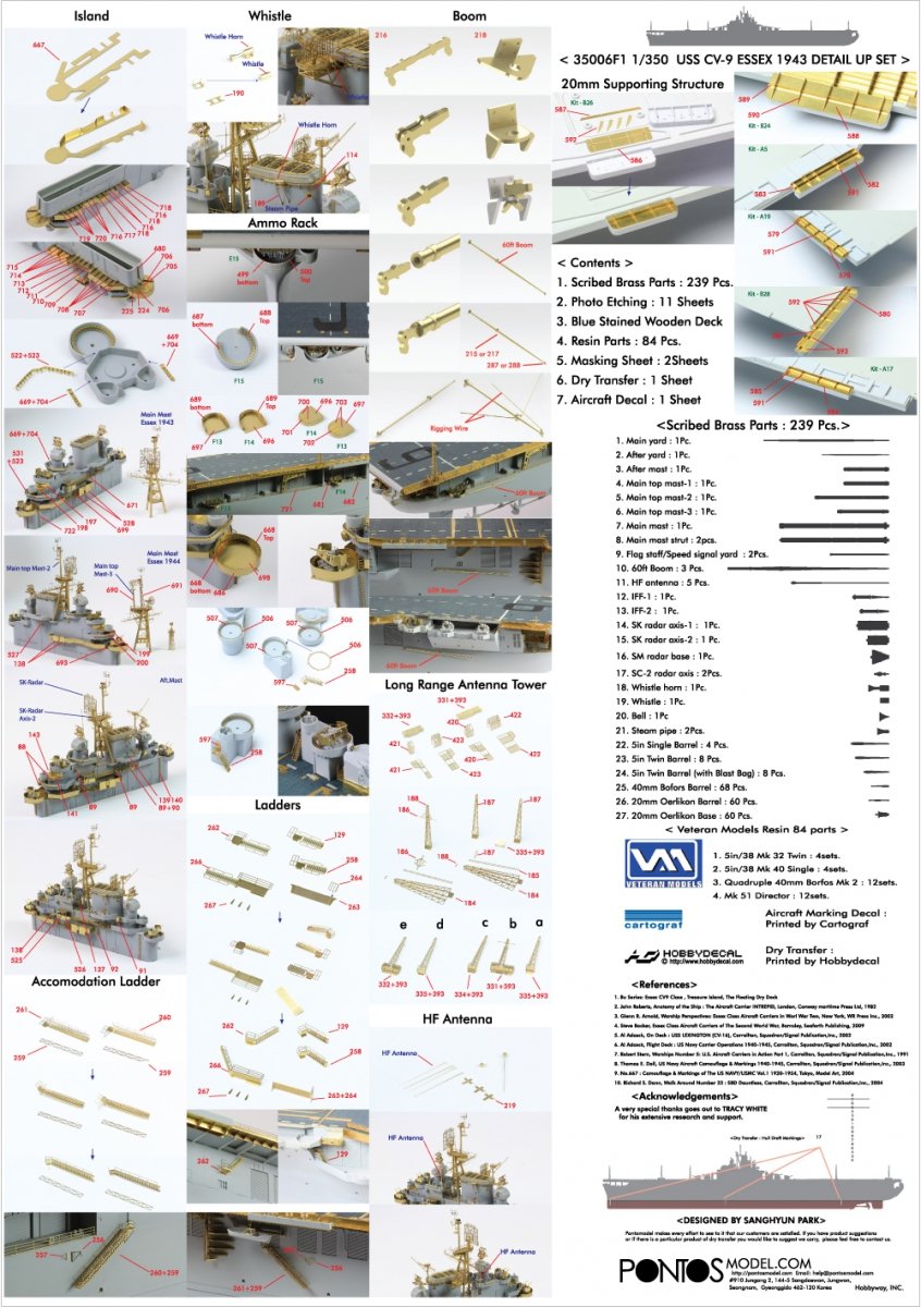 Pontos 35006F1 USS CV-9 Essex 1943 Detail Up Set 1/350 – imagen 4