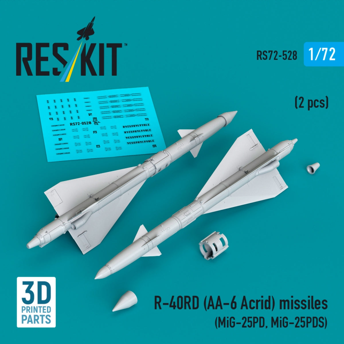 RESKIT RS72-0528 R-40RD (AA-6 "Acrid") missiles (2 pcs) (3D Printed) 1/72