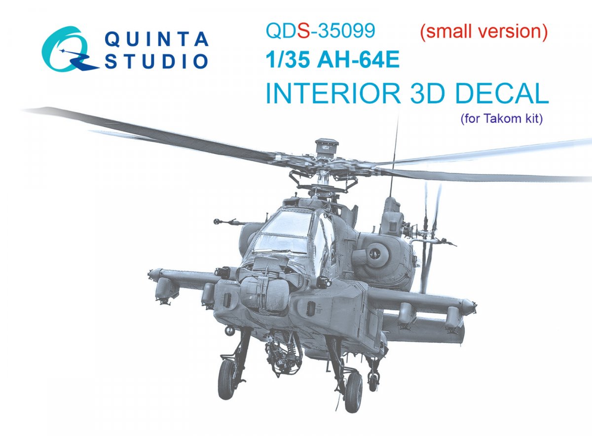 Quinta Studio QDS-35099 AH-64E 3D-Printed & coloured Interior on decal paper (Takom) (Small version) 1/35