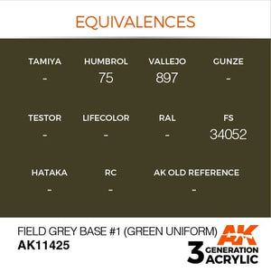 AK Interactive AK11425 Field Grey Base #1 (Green uniform) 17ml – immagine 3
